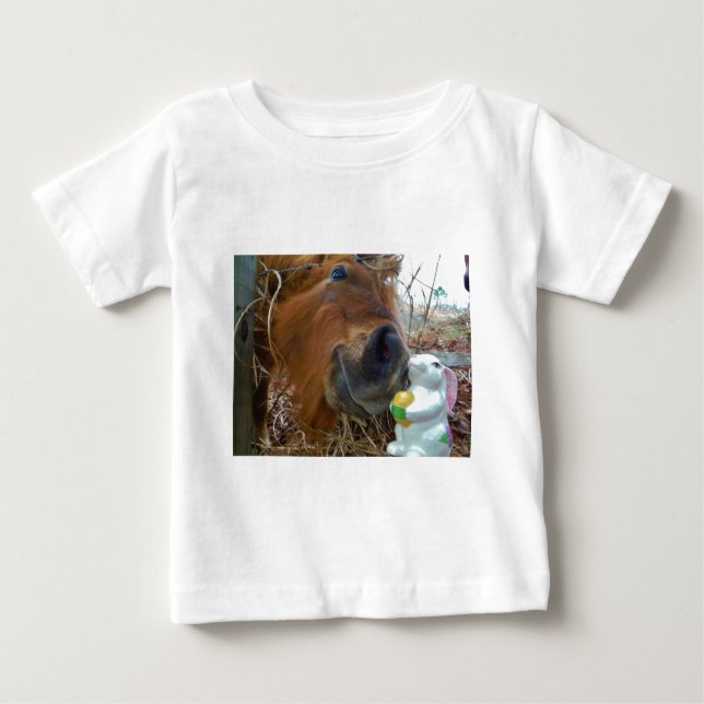 Påskhare och brun häst tee shirt (Framsida)