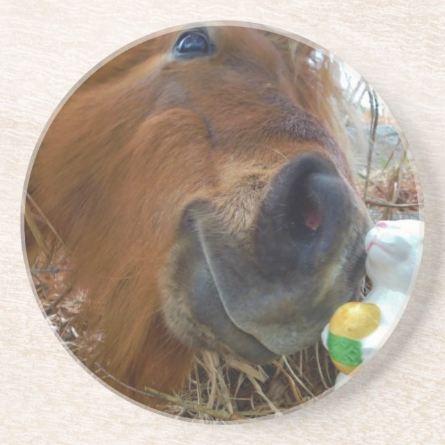 Påskhare och brun häst underlägg sandsten (Framsidan)