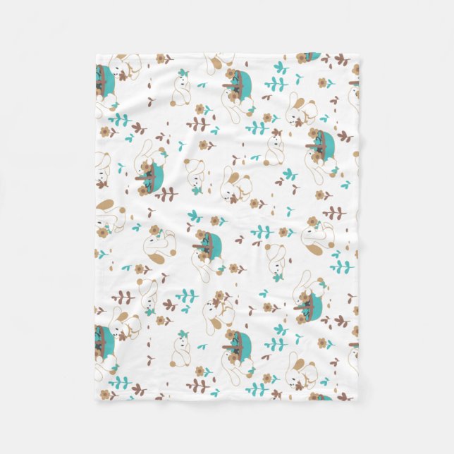 Påskhare och Egg Hunt Mönster Fleecefilt (Framsidan)