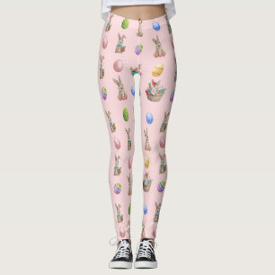 Påskhare och Färgad ägg på Rosa Leggings