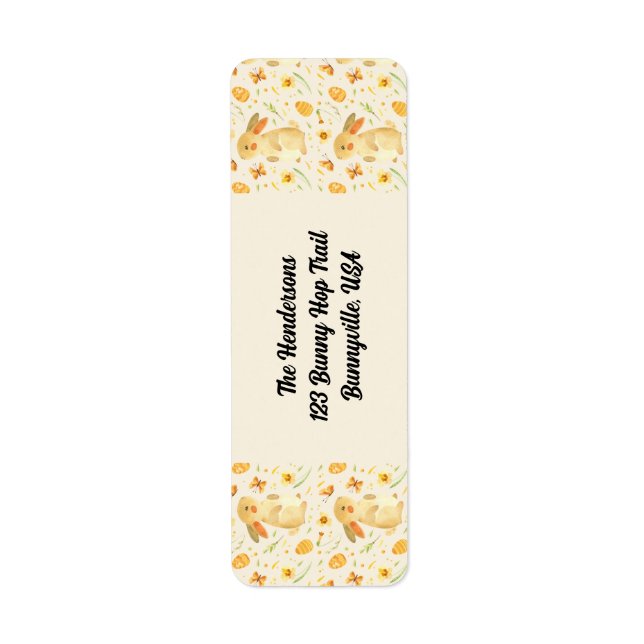 Påskhare och fjärilar returadress etikett (Framsidan)