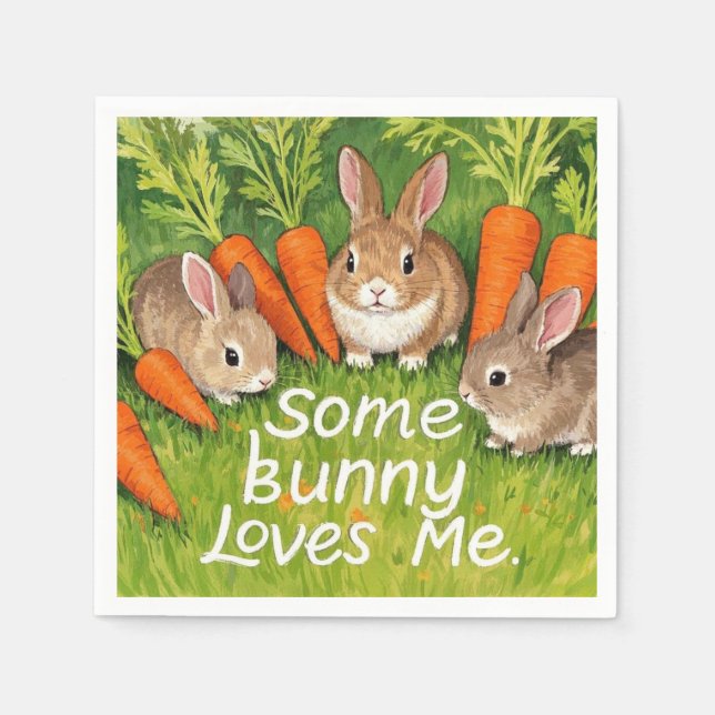 Påskhare och morötter pappersservett (Framsidan)