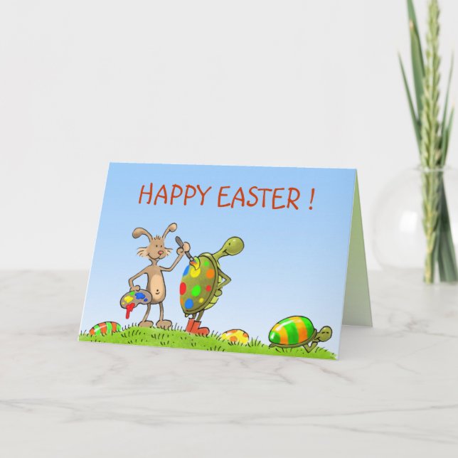 påskhare och sköldpaddor helgkort (Framsida)