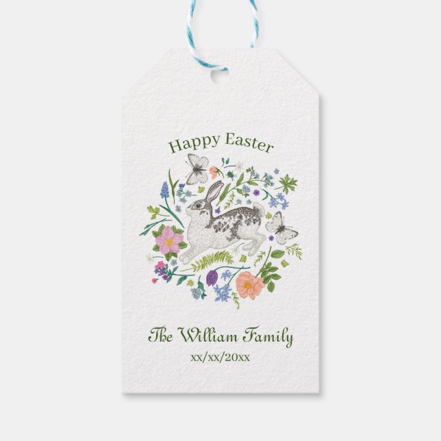 Påskhare och Vår blommor Presentetikett (Baksidan)