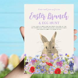 Påskhare och Wildblommor Egg Hunt och Brunch Inbjudningar