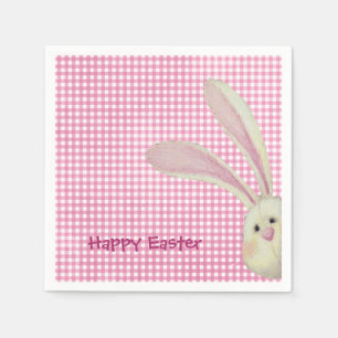 Påskhare om Rosa Gingham Pappersservett
