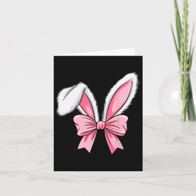 Påskhare Öron Rosa Coquette Bow Påsk Day Gir Kort (Framsida)