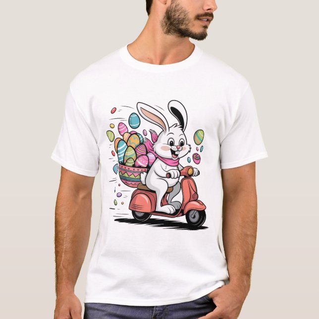Påskhare på Scooter Tshirt T Shirt (Framsida)