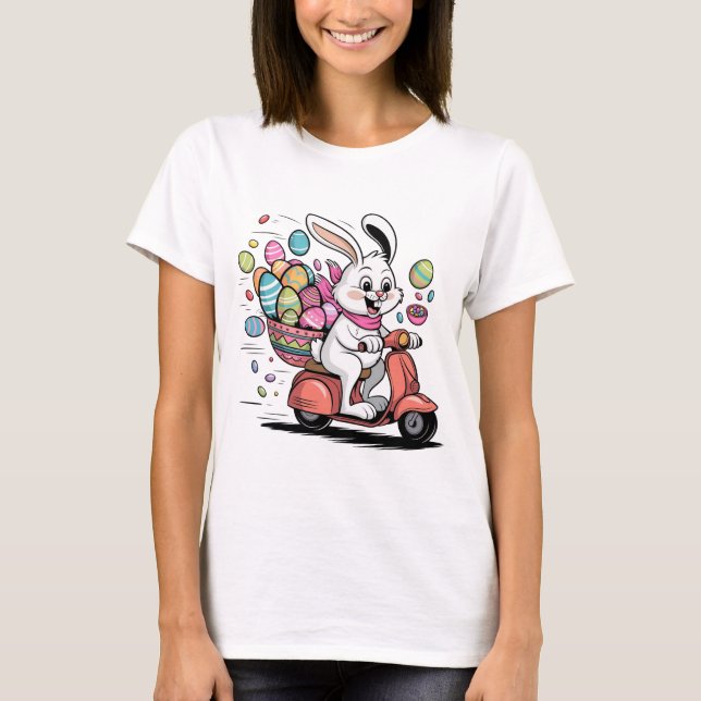 Påskhare på Scooter Tshirt T Shirt (Framsida)