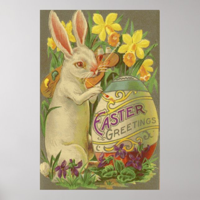 Påskhare Painting Egg Daffodil Crocus Poster (Framsidan)
