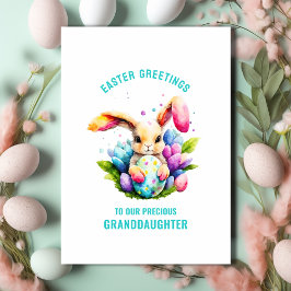 Påskhare Painting Eggs Granddotter Hälsning Kort