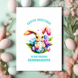 Påskhare Painting Eggs Granddotter Hälsning Kort