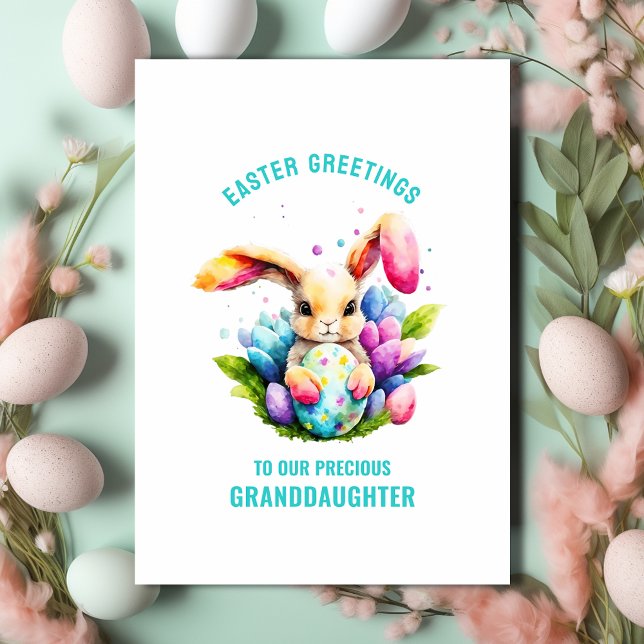 Påskhare Painting Eggs Granddotter Hälsning Kort (Skapare uppladdad)