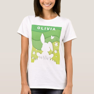 Påskhare papper nedskärning av grönten vår t shirt
