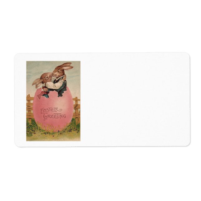 Påskhare par kvarsittande målad Färgad ägg Fraktsedel (Framsidan)