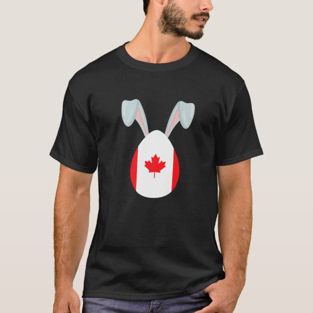 Påskhare Påskägg Canadian Flagga Glad påsk T Shirt (Framsida)