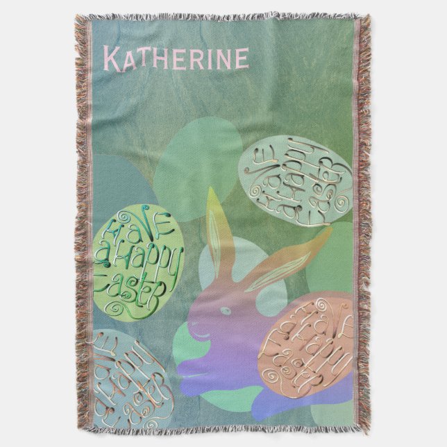 Påskhare Pastel Eggs Throw Blanket Filt (Framsidan Vertikal)