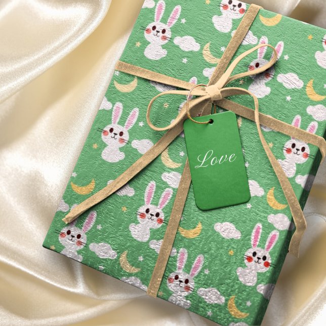 Påskhare Pastel Grönt Cute Baby djur Presentpapper (Skapare uppladdad)