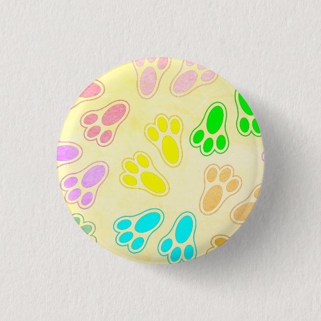 Påskhare Paw Skriv ut Mönster Vintage Stil Knapp (Framsida)