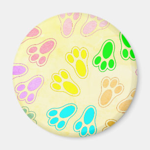 Påskhare Paw Skriv ut Mönster Vintage Stil Magnet