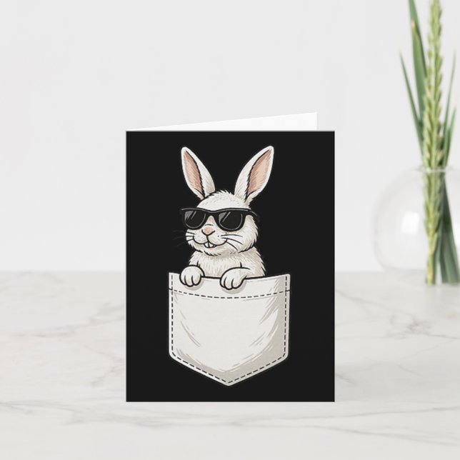 Påskhare Pocket Wearing Sungles Coola Rabbit Kort (Framsida)
