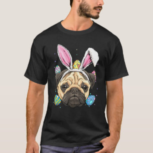 påskhare Pug Hund Kids Manar Kvinnor T Shirt