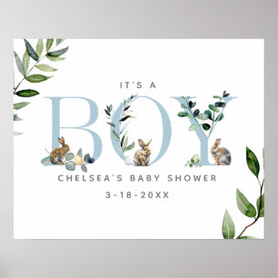 Påskhare Rabbit Boy Baby Shower VälkomstPoster Poster