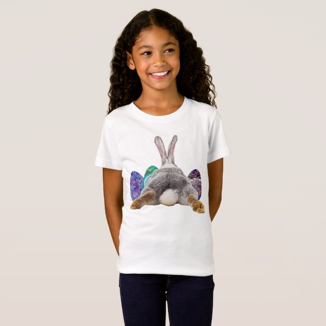 Påskhare Rabbit Butt Svan Cute Eggs Girl T Shirt (Hel framsida)