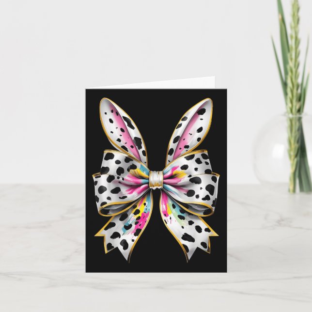 Påskhare Rabbit Coquette Bow Glad påsk Girl Kort (Framsida)