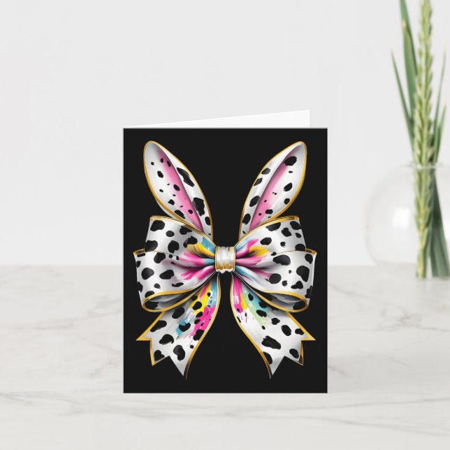 Påskhare Rabbit Coquette Bow Glad påsk Girl Kort (Framsida)