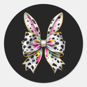 Påskhare Rabbit Coquette Bow Glad påsk Girl Runt Klistermärke
