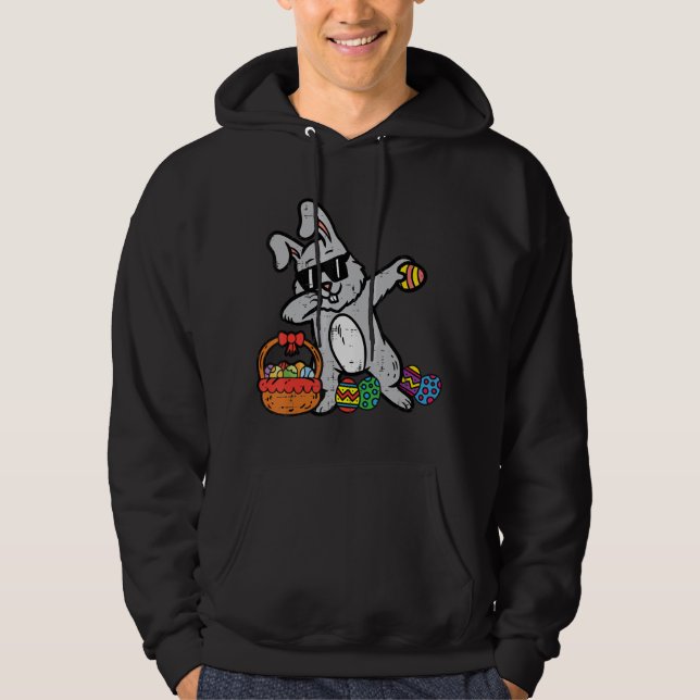 Påskhare Rabbit Dab Eggs Basket Cute Youth Boy Hoodie (Framsida)