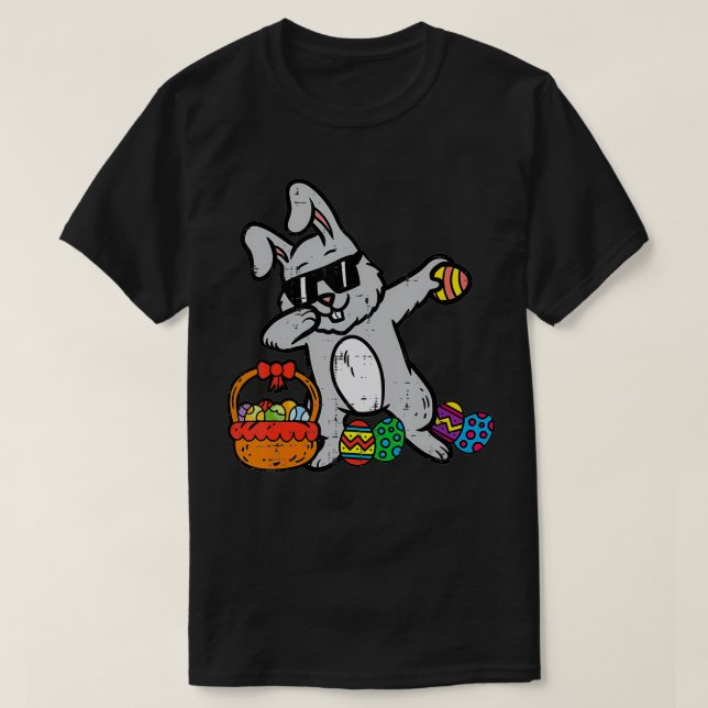 Påskhare Rabbit Dab Eggs Basket Cute Youth Boy T Shirt (Design framsida)