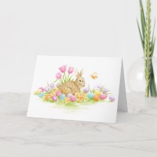 Påskhare Rabbit Färgad Eggs Vår Natur Kort