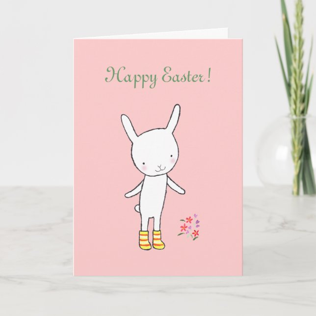 Påskhare Rabbit Glad påsk Funny Cute Card Helgkort (Framsida)