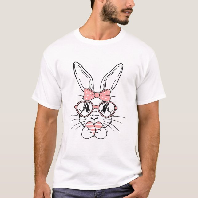 Påskhare Rabbit Holding Påskägg Funny Boys T Shirt (Framsida)