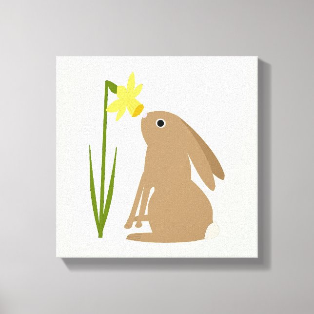 Påskhare Rabbit och Daffodil-blomma Canvastryck (Framsida)
