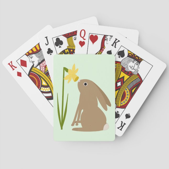 Påskhare Rabbit och Daffodil-blomma Casinokort (Baksidan)
