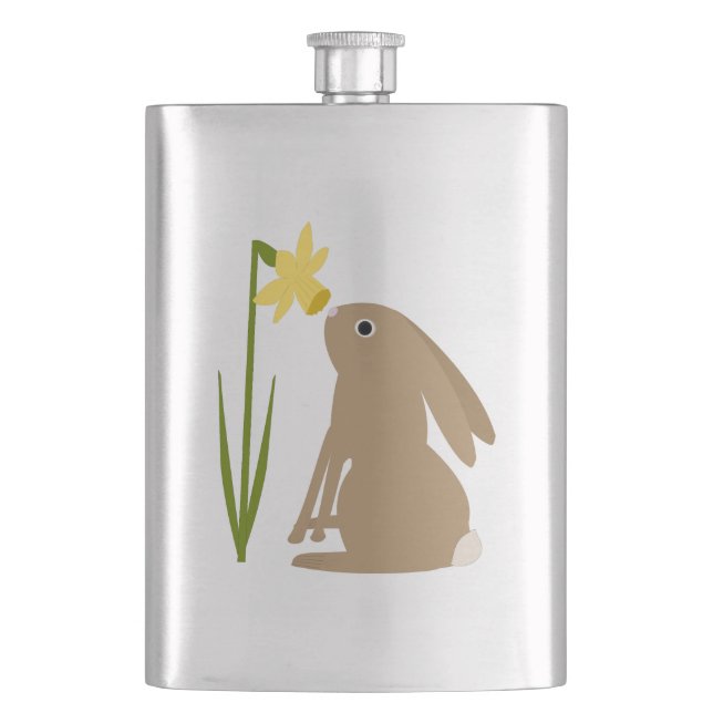 Påskhare Rabbit och Daffodil-blomma Fickplunta (Framsidan)