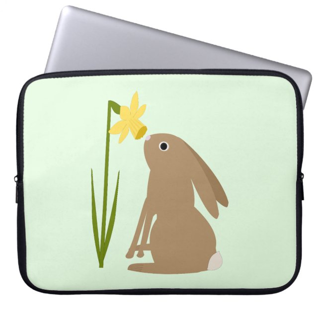 Påskhare Rabbit och Daffodil-blomma Laptop Fodral (Framsidan)