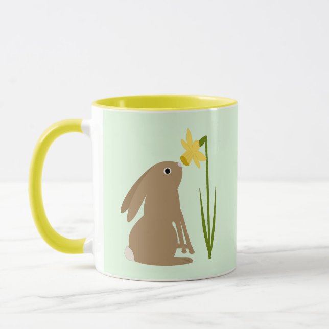 Påskhare Rabbit och Daffodil-blomma Mugg (Vänster)