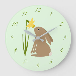 Påskhare Rabbit och Daffodil-blomma Stor Klocka