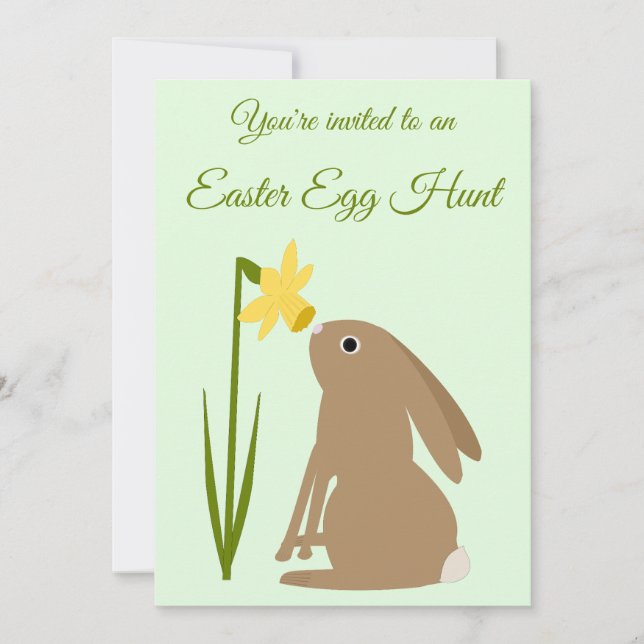 Påskhare Rabbit och Daffodil-blomman Egg Hunt Inbjudningar (Framsida)
