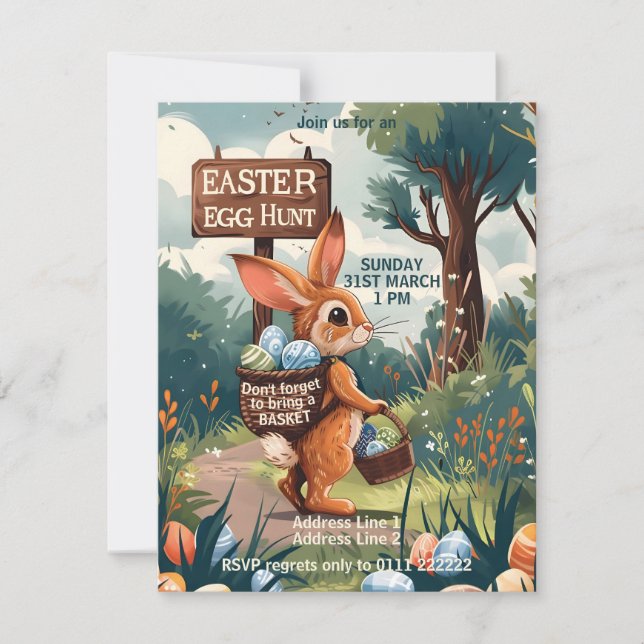 Påskhare Rabbit - Påskägg Hunt-inbjudan Inbjudningar (Framsida)
