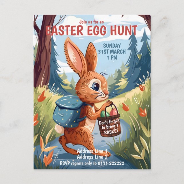 Påskhare Rabbit - Påskägg Hunt-inbjudan Vykort (Framsida)