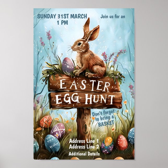 Påskhare Rabbit - Påskägg Hunt Poster (Framsidan)