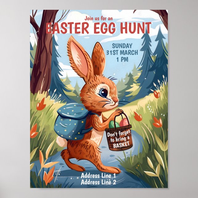 Påskhare Rabbit - Påskägg Hunt Poster (Framsidan)