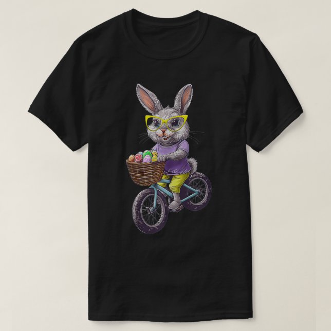 Påskhare Rabbit Riding Bicycle Glad påsk Eg T Shirt (Design framsida)