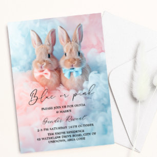 Påskhare Rabbit Smoke Gender Reveal Inbjudningar