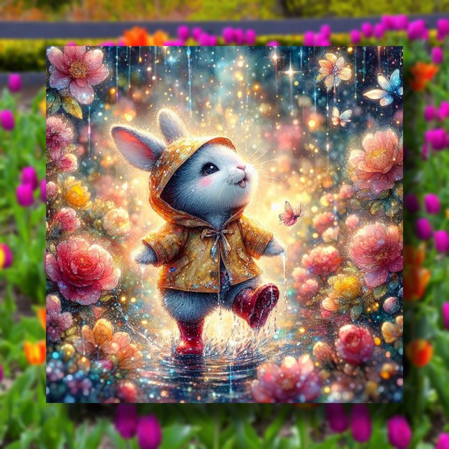 Påskhare Rainy Day Äventyr Christian Julkort (Skapare uppladdad)